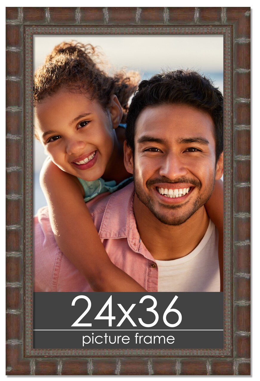 24x36 Brown Modern Bamboo Picture Frame - UV Acrylic, Foam Board Backing, Hanging Hardware